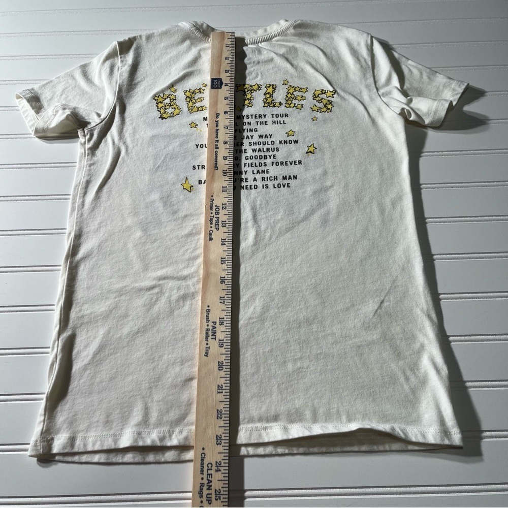 Beatles Magical Mystery Tour Graphic Tee XS Off-White Retro Band Shirt - Picture 5 of 7